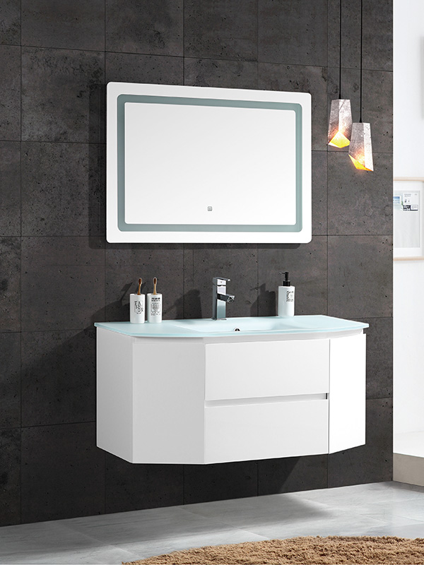 Wall Hung Bathroom cabinet set with Glass basin LED mirror