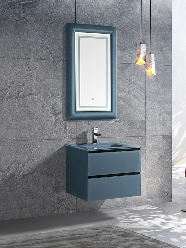 Wall Hung Bathroom cabinet set with Glass basin LED mirror