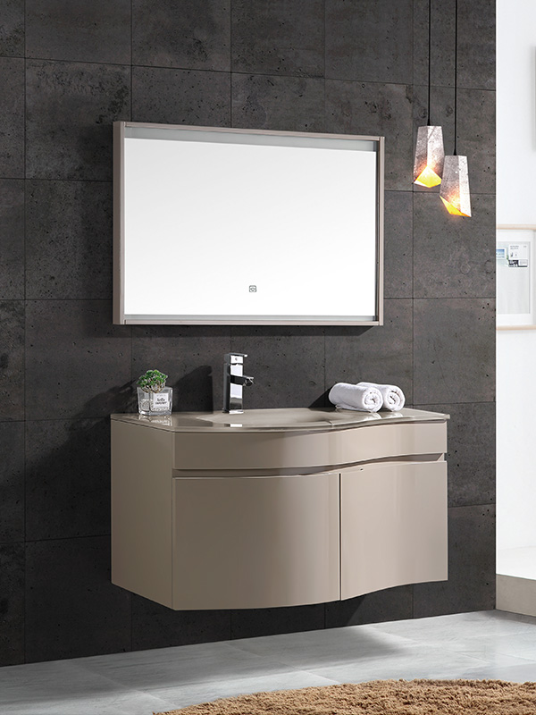 Wall Hung Bathroom cabinet set with Glass basin LED mirror