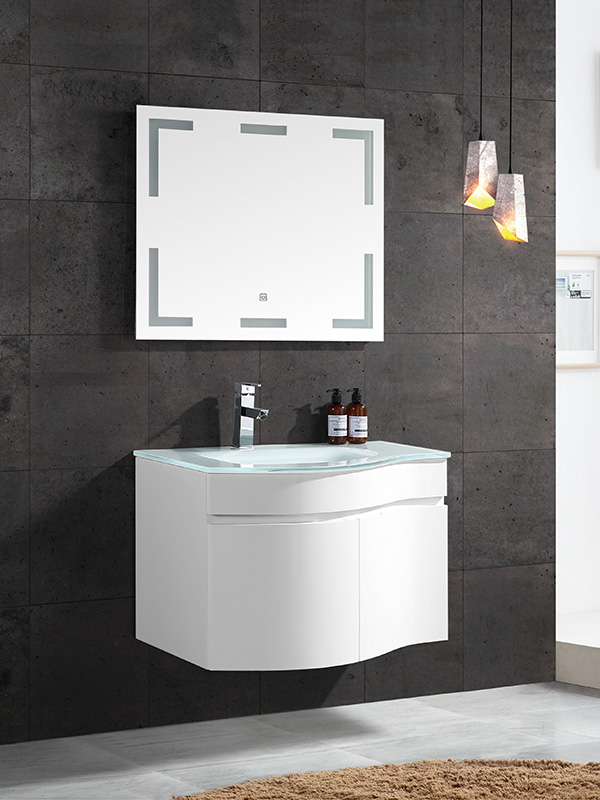 Wall Hung Bathroom cabinet set with Glass basin LED mirror