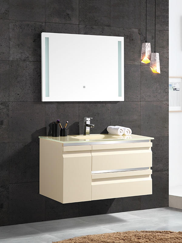 Wall mounted Bathroom cabinet set with Glass basin LED mirror
