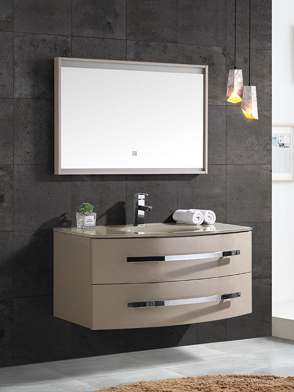 Wall Hung Bathroom cabinet set with Glass basin LED mirror