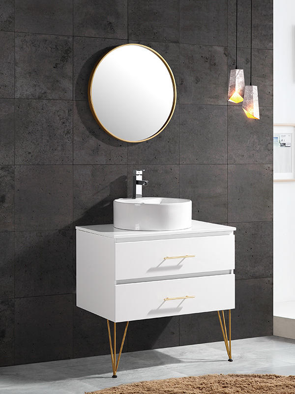 80CM Floor standing Bathroom cabinet set with Golden Metal legs