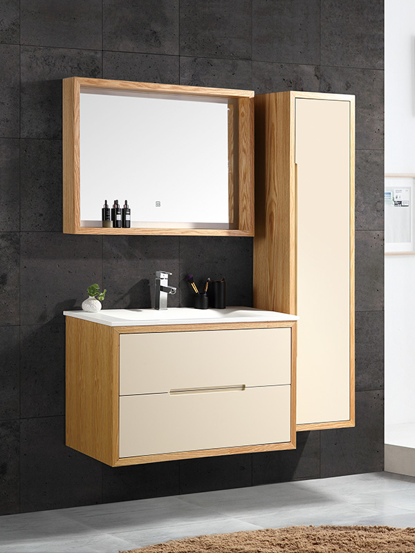 Wall Hung Bathroom cabinet set with Glass basin LED mirror