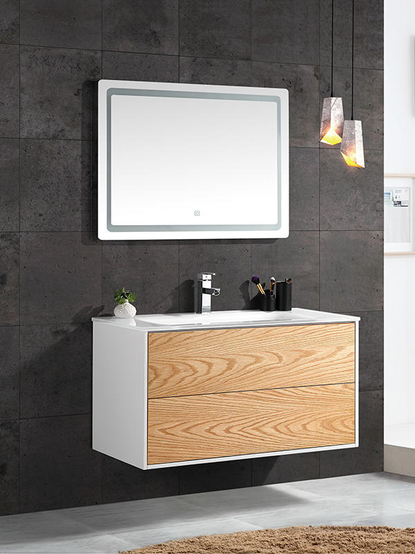 Wall Hung Bathroom cabinet set with Glass basin LED mirror
