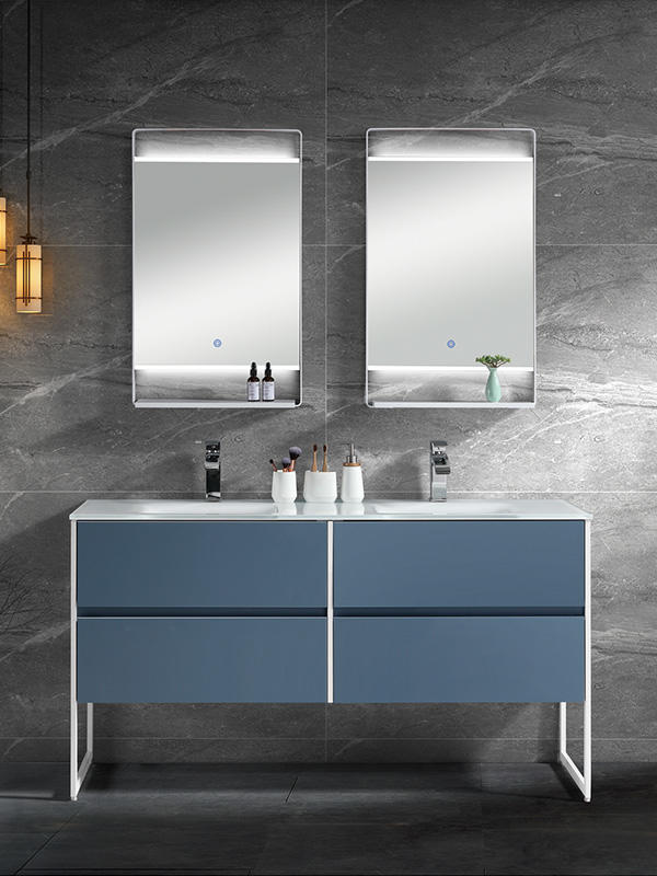 152cm Big Double bowls Floor standing Bathroom cabinet set with LED mirror