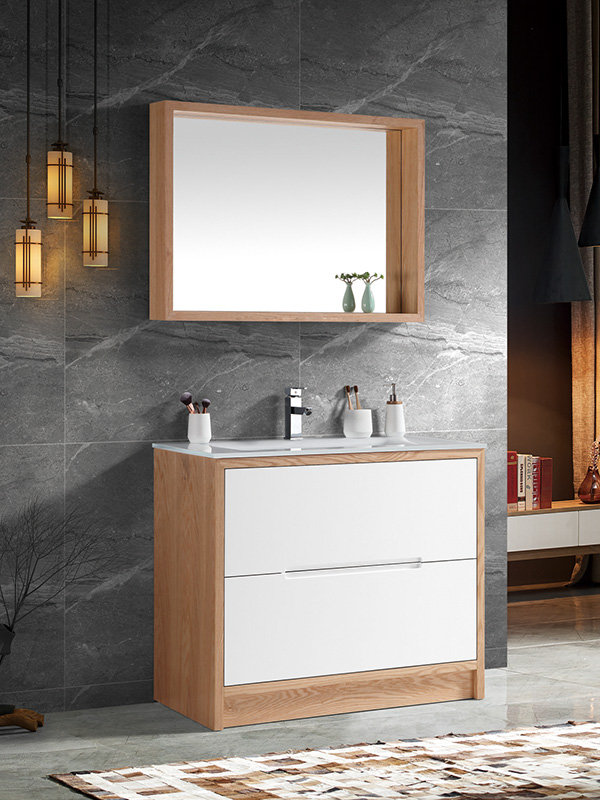 Floor standing Bathroom cabinet set with Glass basin