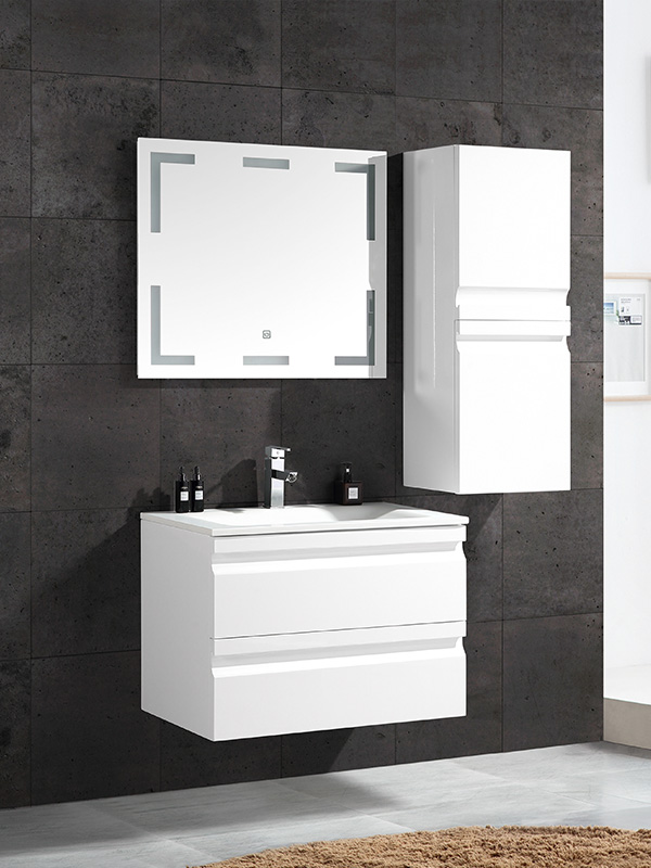 White Wall Hung Bathroom cabinet set with Glass basin