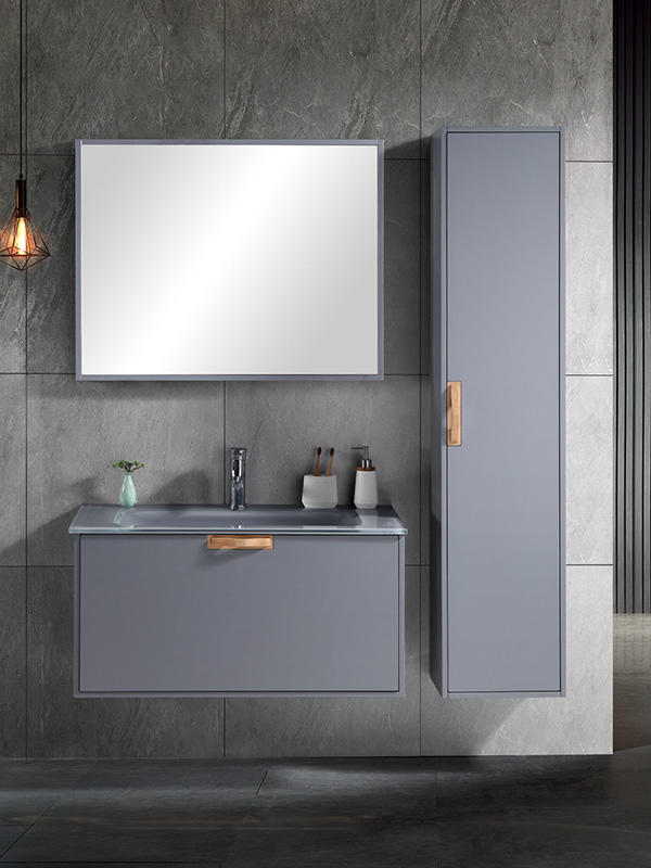 Modern Elegent Wall Hung Bathroom cabinet set  with LED Light side panels of drawer