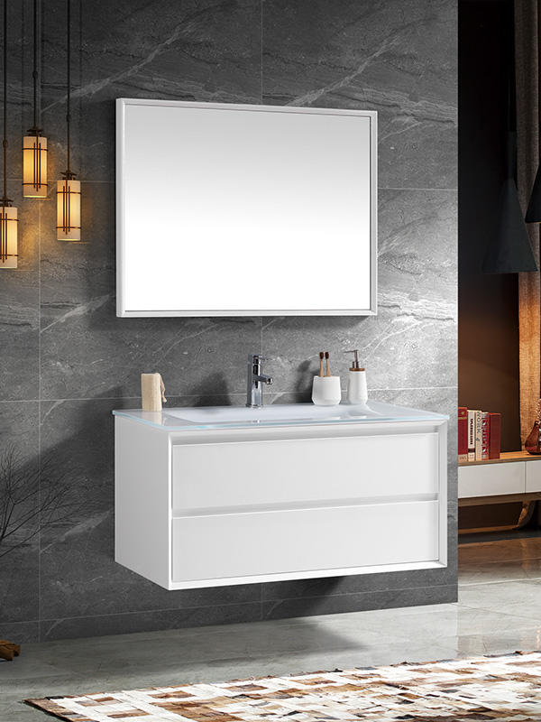120CM Modern Elegent High glossy White Wall Hung Bathroom cabinet set
