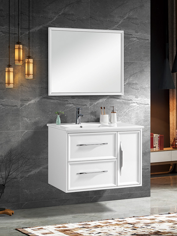 90CM Modern Elegent Wall Hung Bathroom cabinet set with Ceramic basin