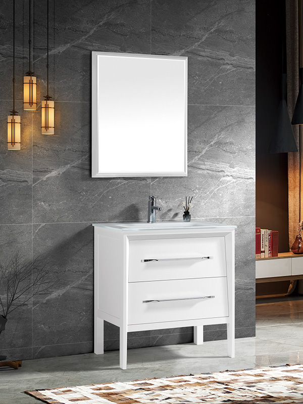 Floor standing Bathroom cabinet set with Glass basin