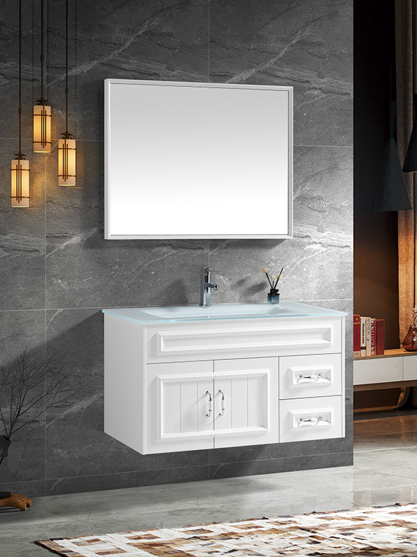 Classic Wall Hung Bathroom cabinet set with Ceramic basin