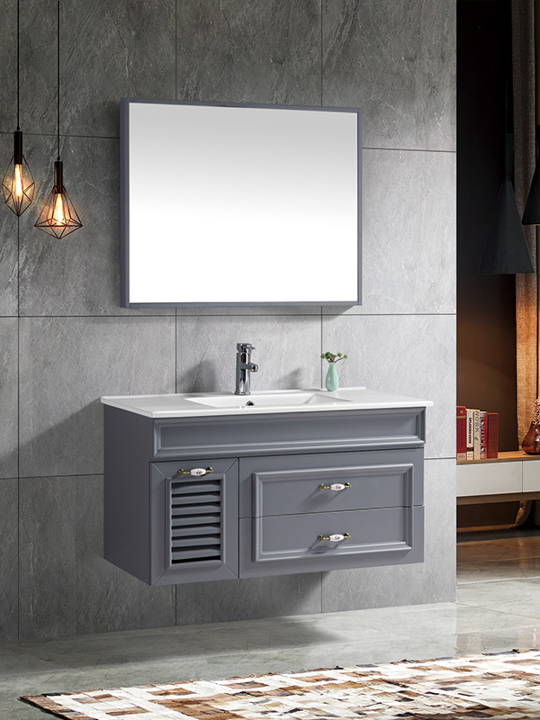 Classic Wall Hung Bathroom cabinet set with Ceramic basin
