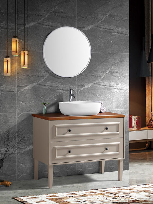 Floor standing Bathroom cabinet set with Ceramic basin