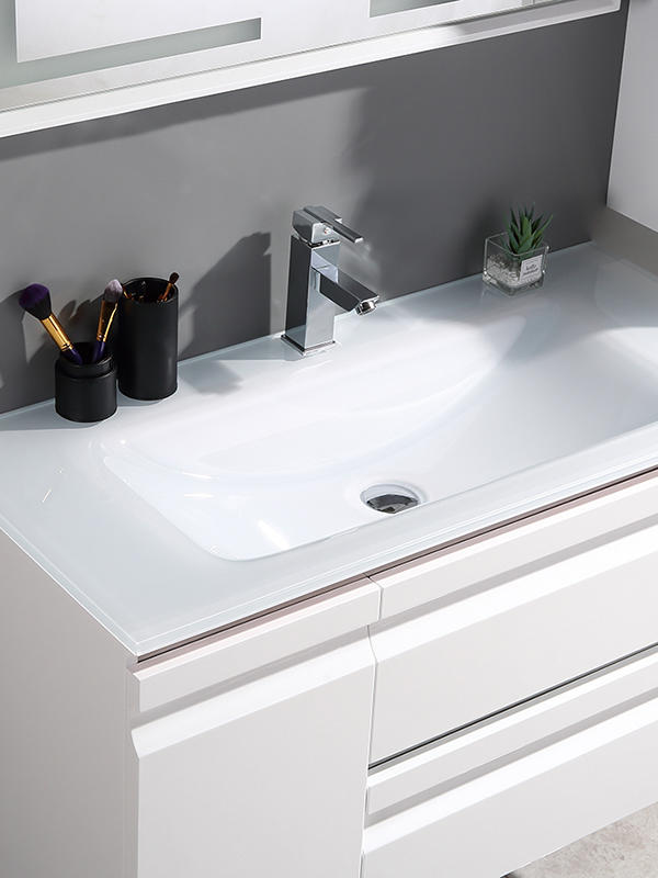 Wall mounted White Modern Elegent Bathroom Cabinet set with Glass basin
