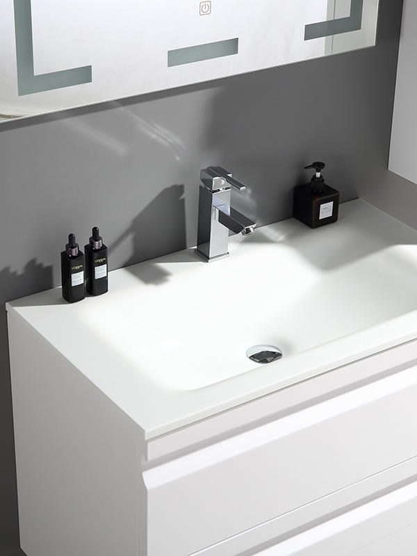 White Wall Hung Bathroom cabinet set with Glass basin