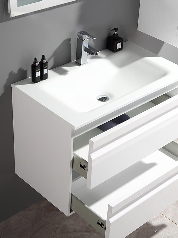 White Wall Hung Bathroom cabinet set with Glass basin