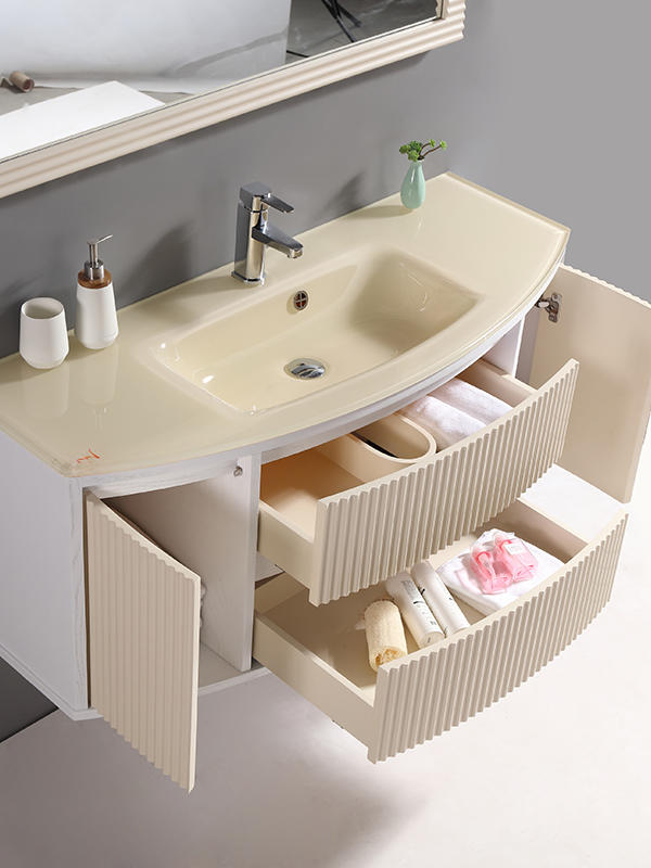 120cm White Wall Hung Bathroom cabinet set, Single bowl with overflow hole