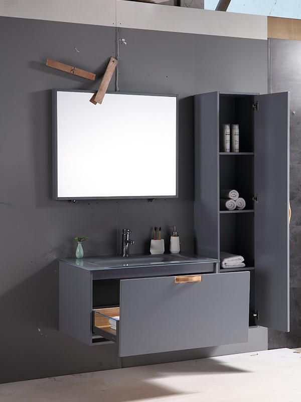 Modern Elegent Wall Hung Bathroom cabinet set  with LED Light side panels of drawer