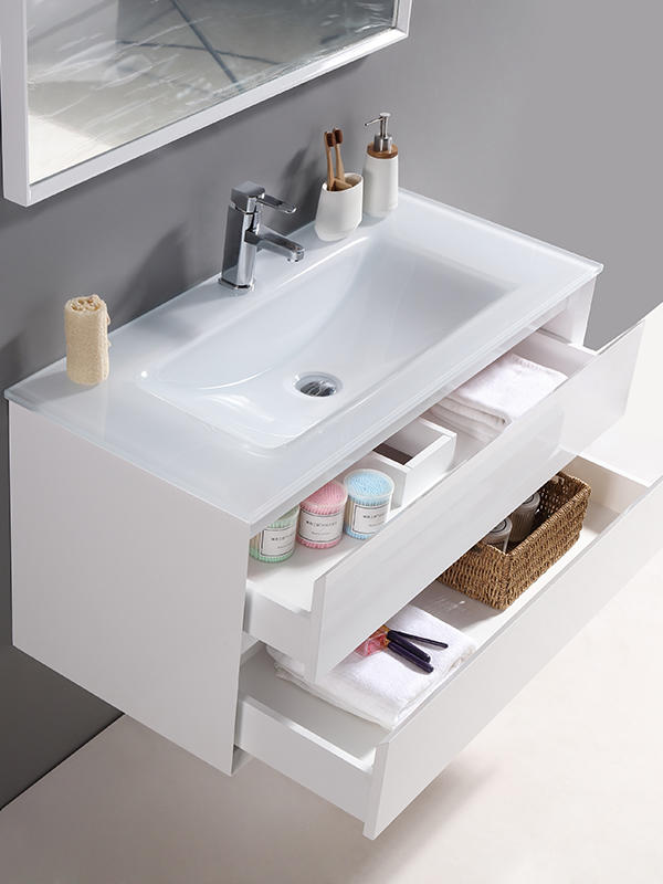 120CM Modern Elegent High glossy White Wall Hung Bathroom cabinet set