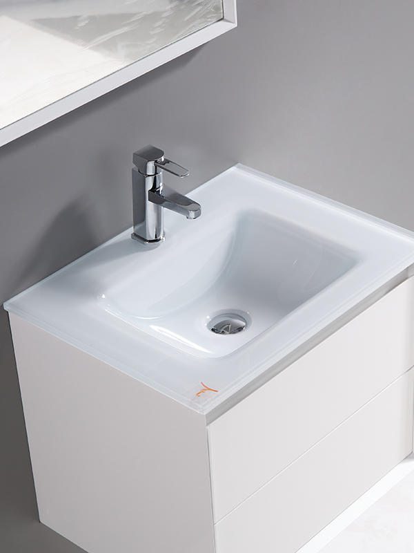 80CM Modern Elegent High glossy White Wall Hung Bathroom cabinet set