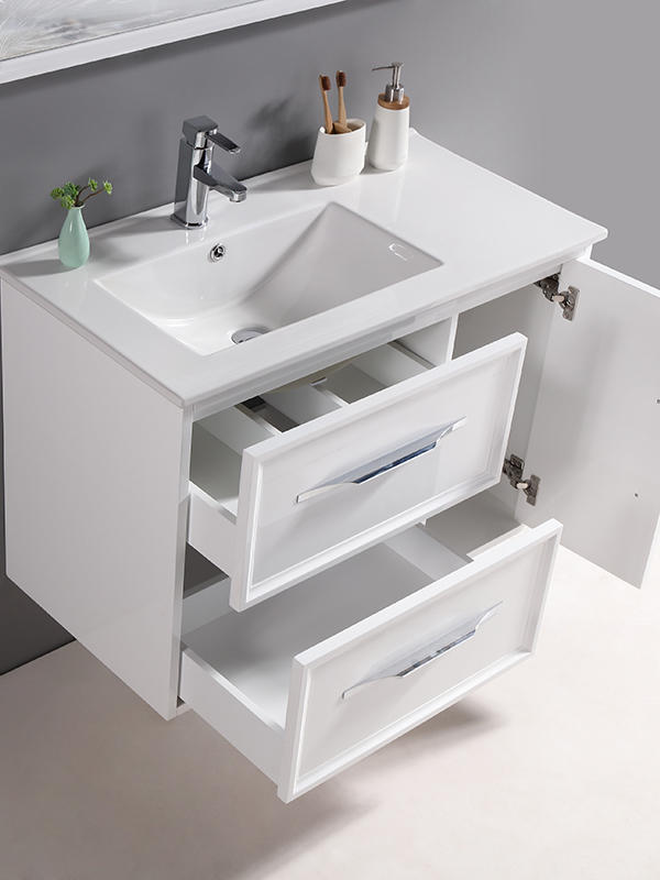 90CM Modern Elegent Wall Hung Bathroom cabinet set with Ceramic basin