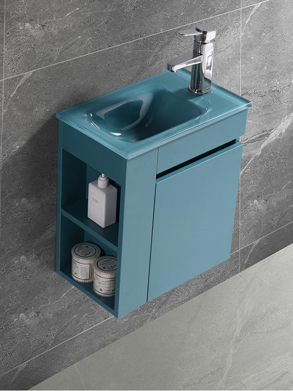 Small Slim Modern Elegent Wall Hung Bathroom cabinet set