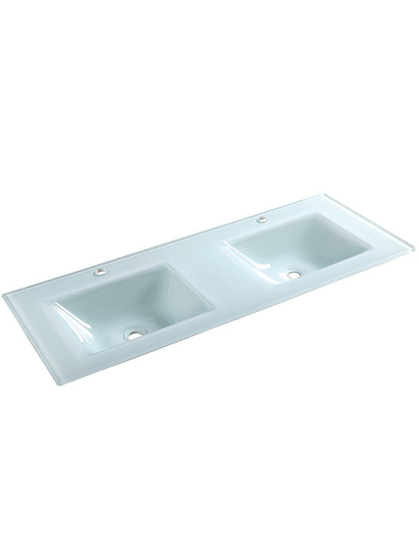 121cm Extra clear Glass counter basin with Double bowls