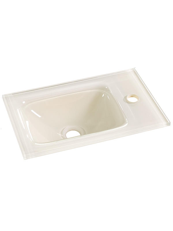43cm Creamed color Small Glass basin Bathroom sinks