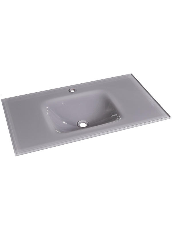 90cm Grey Rectangular Glass counter basin Bathroom sinks