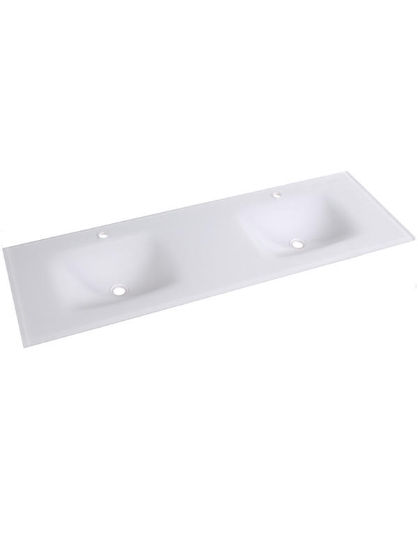 150cm Matt Big size Extra clear Glass counter basin with double bowls