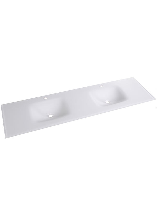 180cm Matt Big size Extra clear Glass counter basin with double bowls