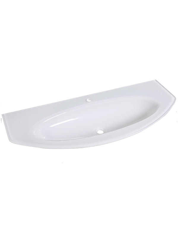 122cm Extra clear glass Pink White Curved Glass counter basin Bathroom sinks