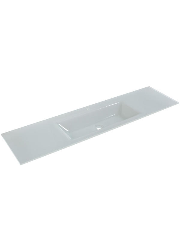 180cm Extra clear Glass counter basin with Double bowls