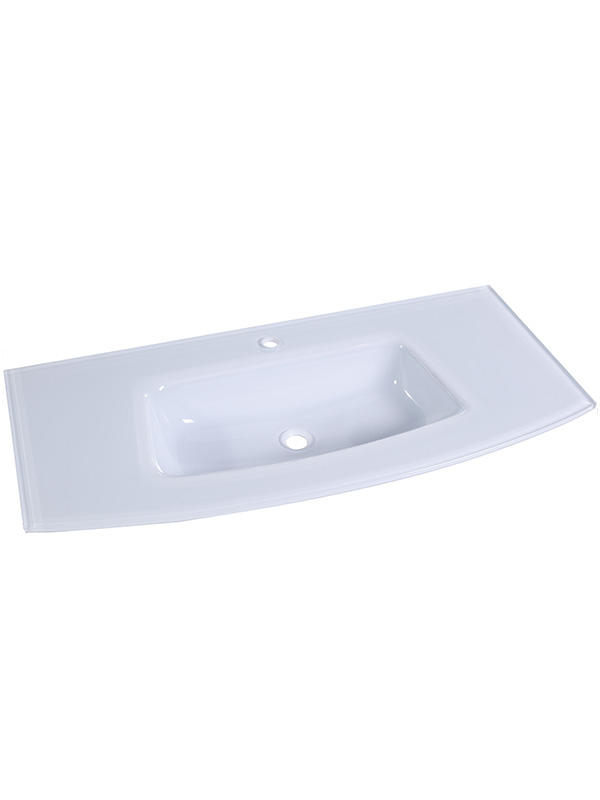 111cm Extra clear glass Pink White Curved Glass counter basin Bathroom sinks