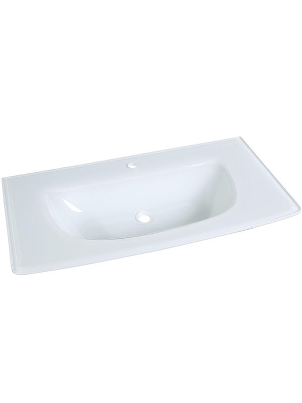 101cm Extra clear glass White Curved Glass counter basin Bathroom sinks