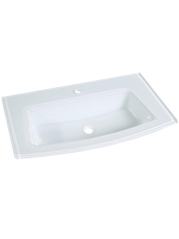 81cm Extra clear glass White Curved Glass counter basin Bathroom sinks
