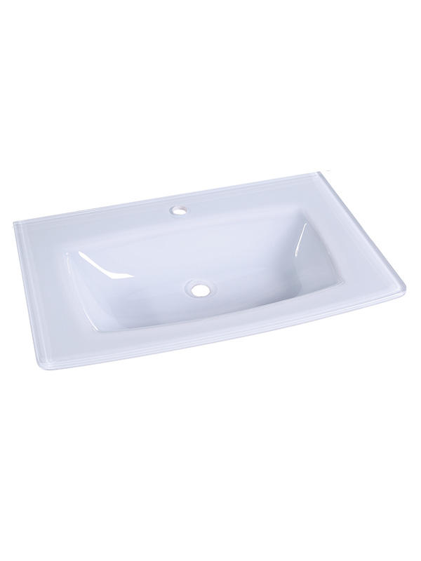81cm Extra clear glass Pink White Curved Glass counter basin Bathroom sinks