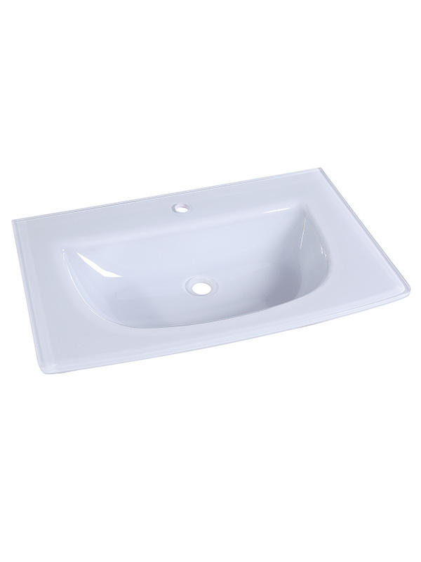 81cm Extra clear glass Pink White Curved Glass counter basin Bathroom sinks