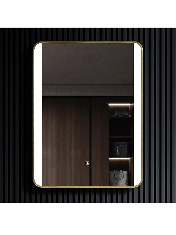 Customization golden metal frame smart LED mirror For bath