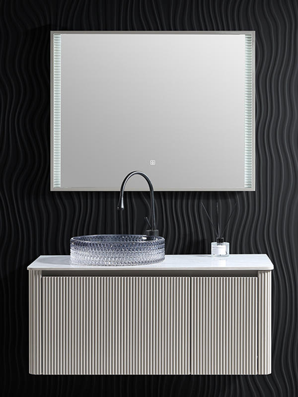Hot sale Modern style Bathroom Vanity set Bathroom Cabinet with Grey transparent Crystal glass basins