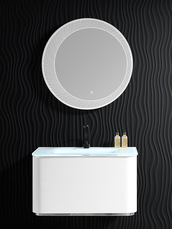 Waterproof New style Bathroom Vanity set Bathroom Cabinet with Grey transparent Crystal transparent glass basin with Led mirror