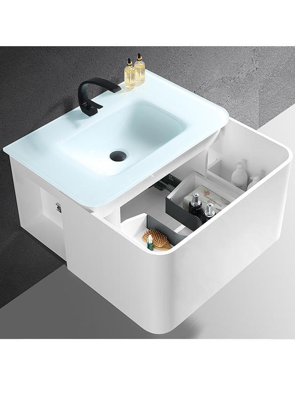 Waterproof New style Bathroom Vanity set Bathroom Cabinet with Grey transparent Crystal transparent glass basin with Led mirror