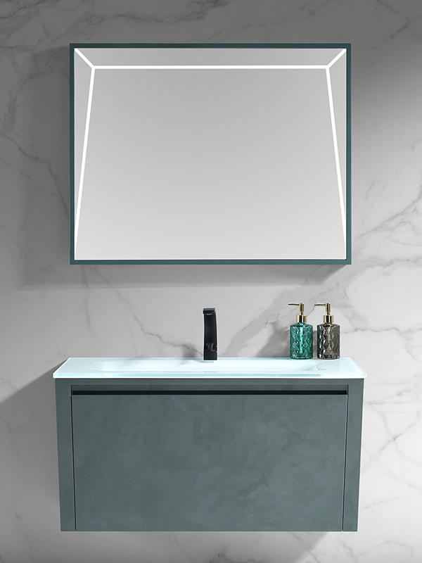 High end Wall Hung Bathroom Cabinet Luxury Europe Wood Bathroom Vanity with Singe glass sink 