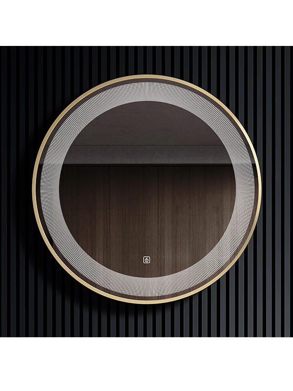Metal Framed Round Wall Mirror LED Bathroom Mirror with light
