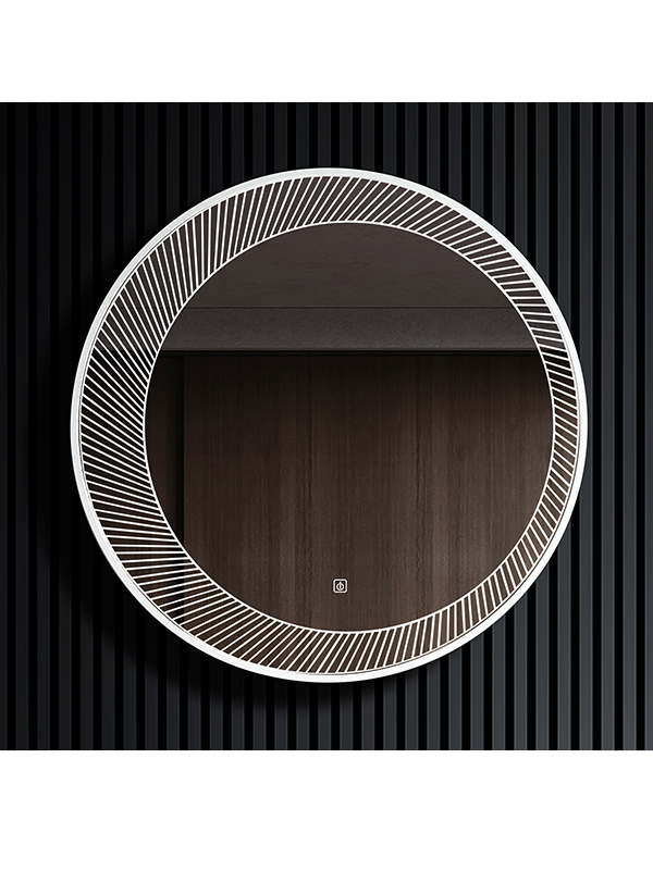 Silver Metal Framed Round Wall Mirror LED Bathroom Mirror with light