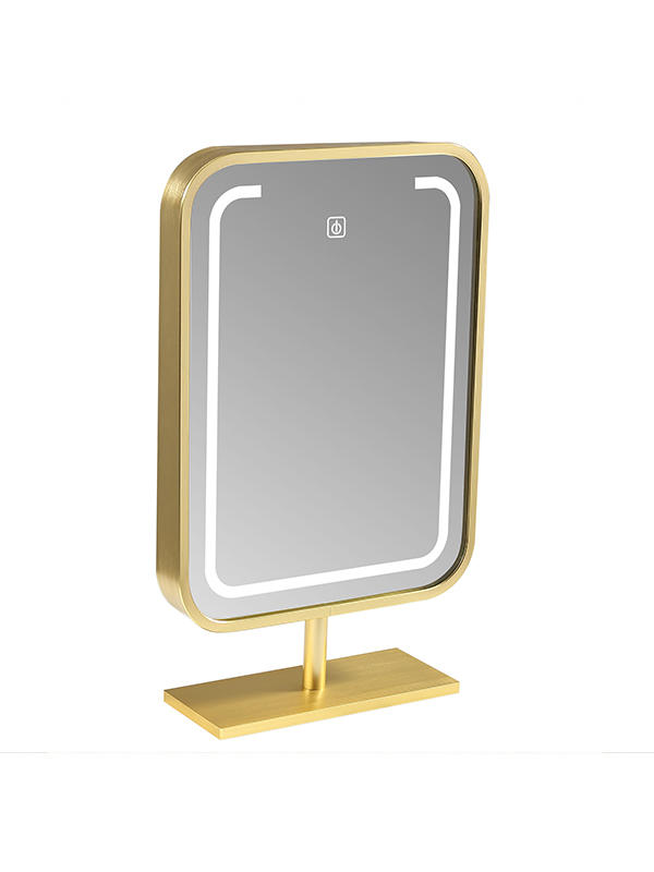 2022 hot sale new design 5 stars toilet mirror led bathroom mirror golden framed makeup mirror