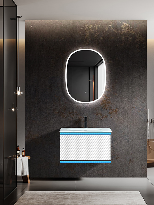 LED Radar sensors Bathroom cabinet White Wall mounted Bathroom Cabinet Vanity set with Single bowl