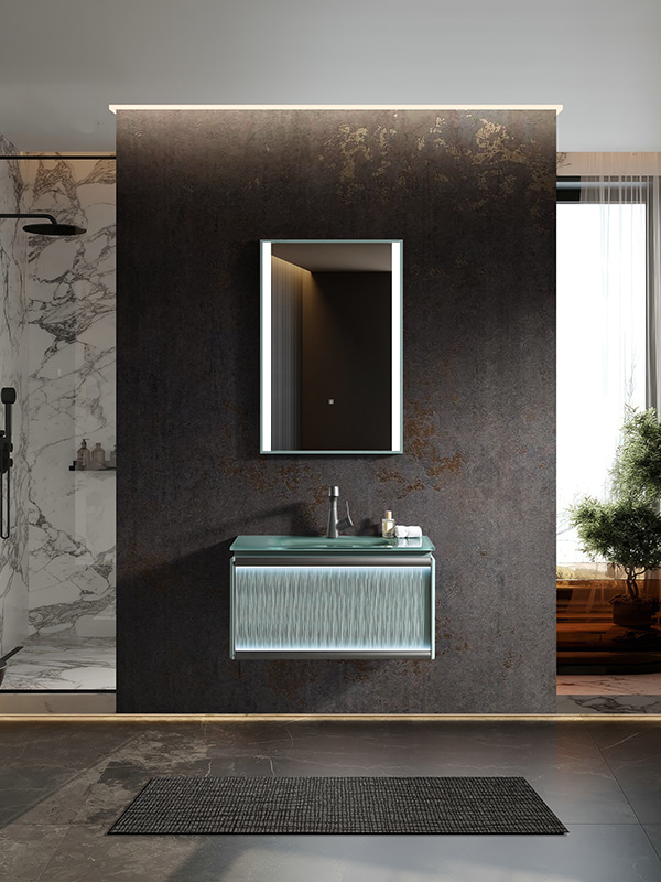 LED Radar sensors Bathroom cabinet Green Wall mounted Bathroom Cabinet Vanity set with Single bowl